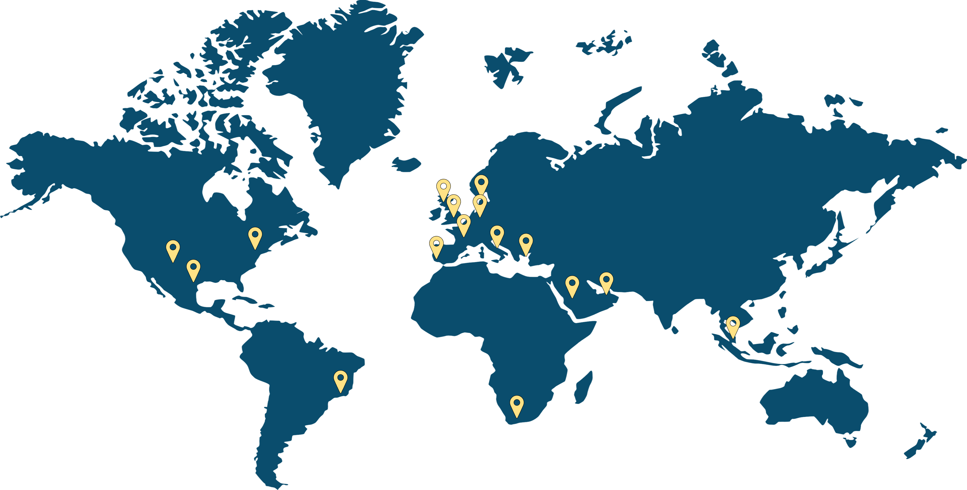 global map with pins for location of all authors and editors